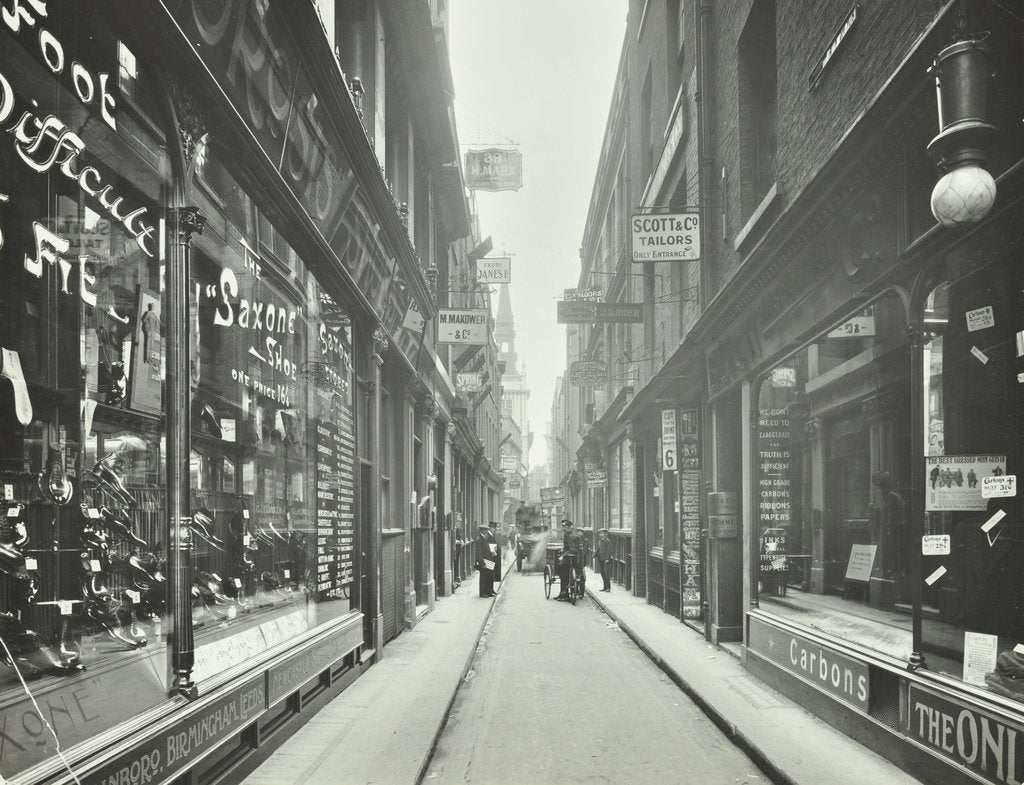 Detail of Shop windows, looking south from Cheapside, London, May 1912 by Unknown