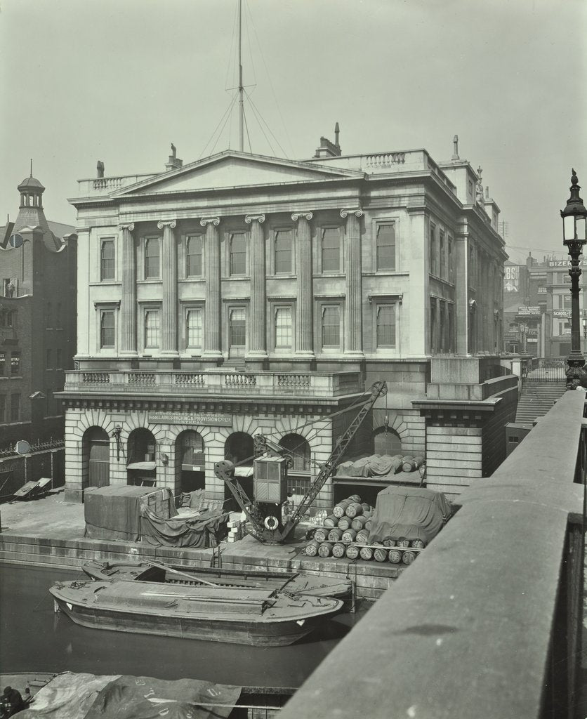 Detail of Barges and goods in front of Fishmongers Hall, seen from London Bridge, 1912 by Unknown