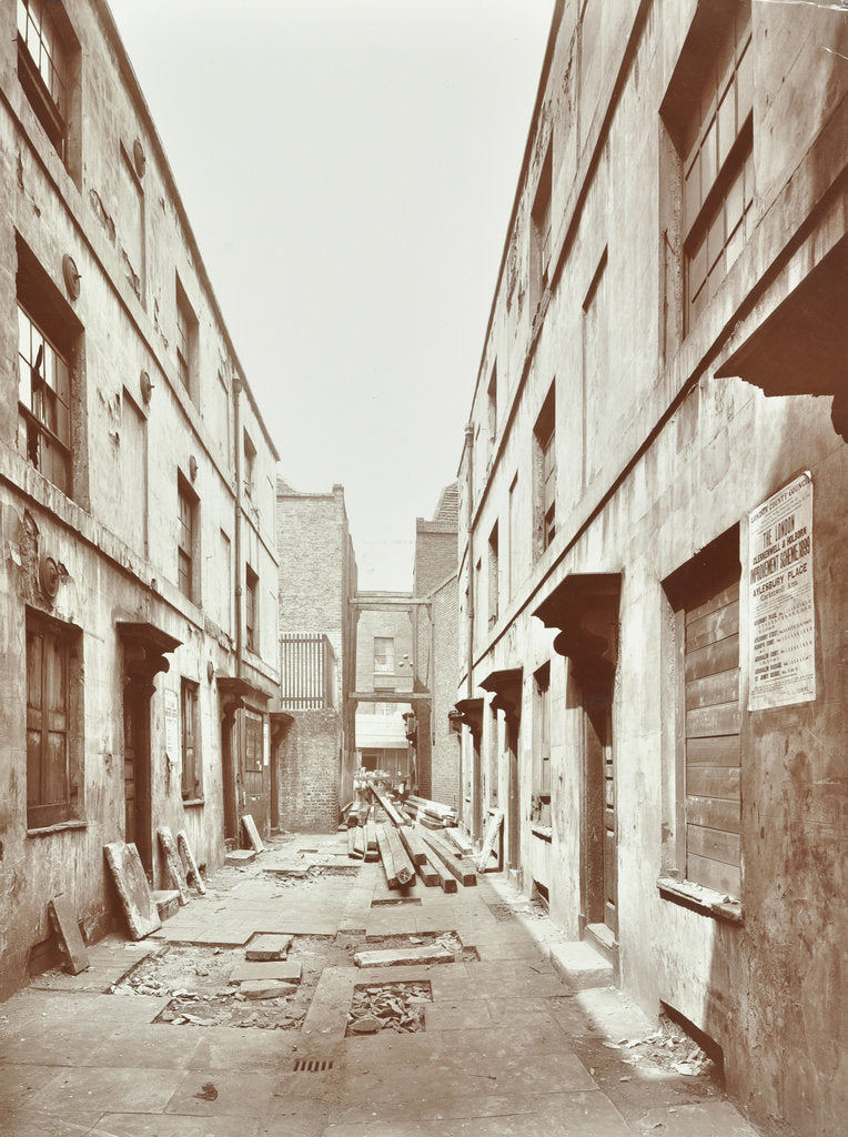 Detail of Bishop's Court with boarded-up houses, London, 1906 by Unknown