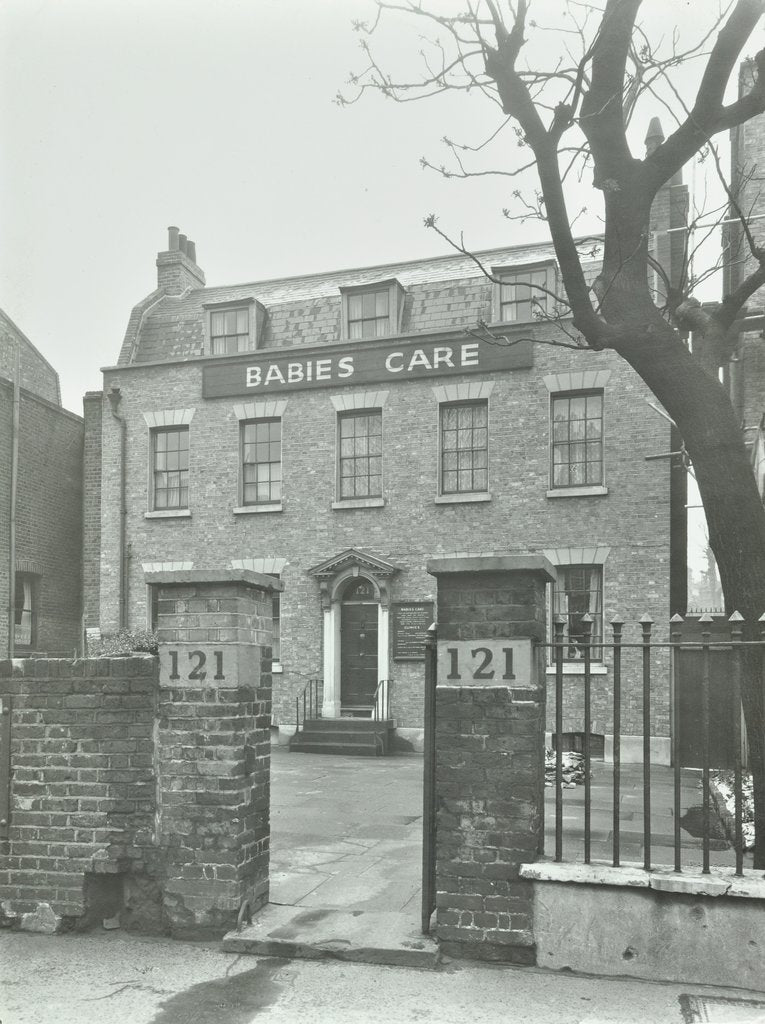 Detail of Babies Care building, Kennington Road, Lambeth, London, 1950 by Unknown