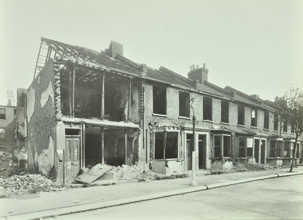 Detail of Bombed houses, Trigo Road, Poplar, London, WWII, 1943 by Unknown