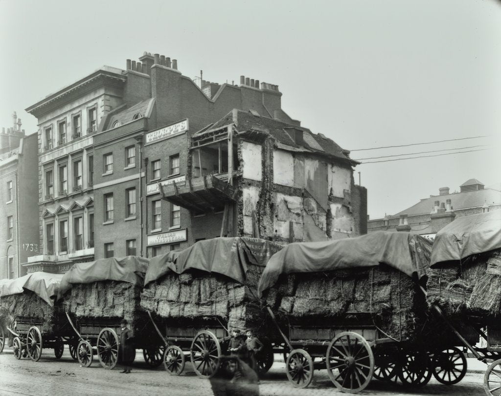 Detail of Hay wagons, Whitechapel High Street, London, 1903 by Unknown