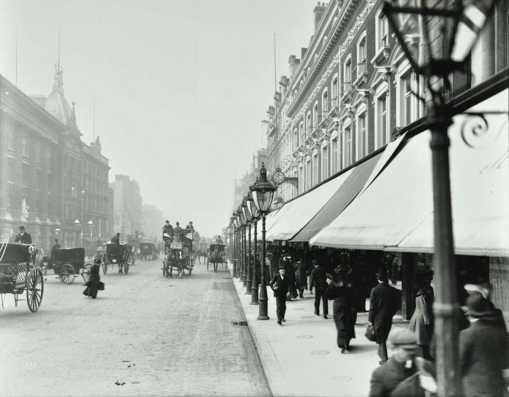 Detail of Pedestrians outside DH Evans, Oxford Street, London, 1903 by Unknown