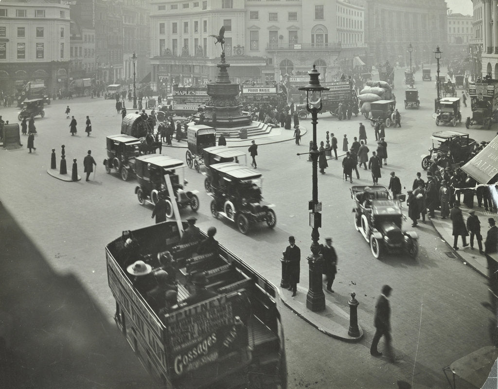 Detail of Traffic at Piccadilly Circus, London, 1912 by Unknown