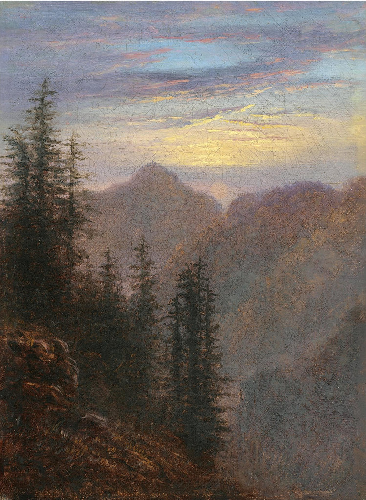 Detail of Mountain landscape at dusk by Carl Gustav Carus