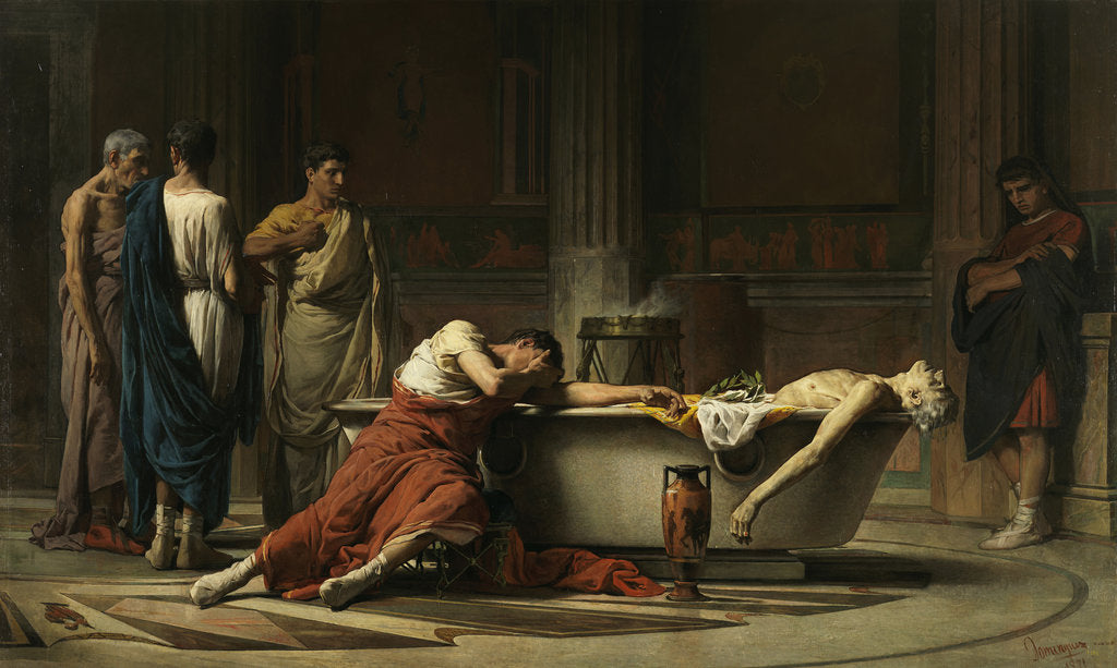 Detail of The death of Seneca, 1871 by Manuel Domínguez Sánchez