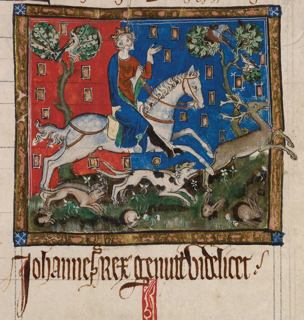 Detail of King John hunting on horseback, 14th century by Anonymous