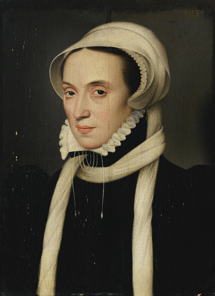 Detail of Christina of Denmark, Duchess of Milan, 1558 by François Clouet