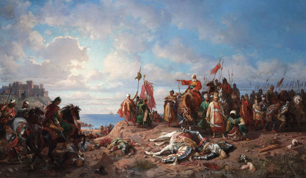 Detail of The death of king Wladyslaw III at Varna, 1865-1875 by Stanislav Khlebovsky