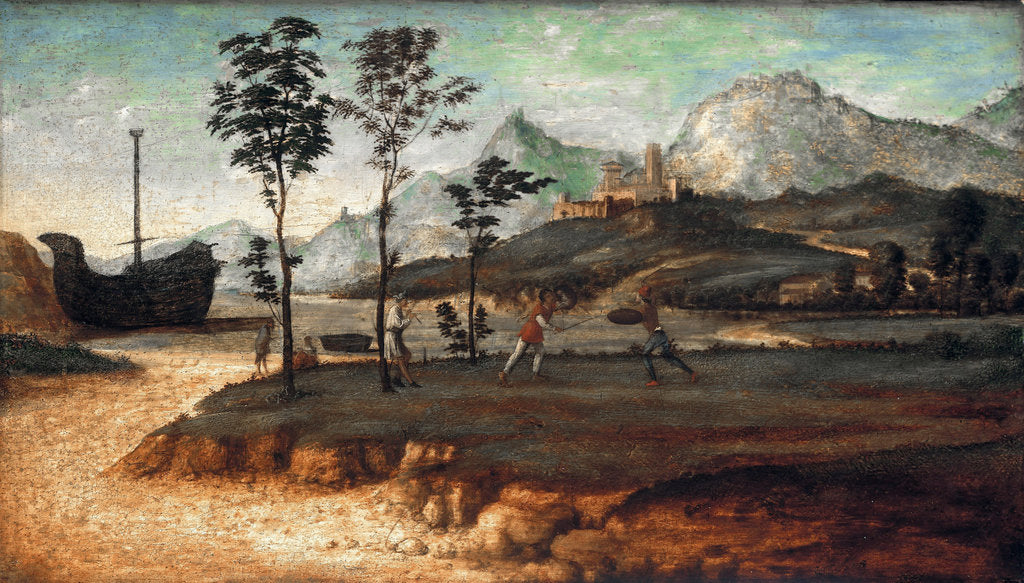 Detail of Coastal Landscape with two men fighting, c. 1510 by Giovanni Battista Cima da Conegliano