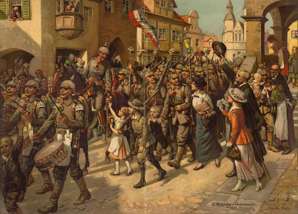 Detail of The Mobilization in 1914. Image to Schools History Teaching, 1915 by Carl Röhling