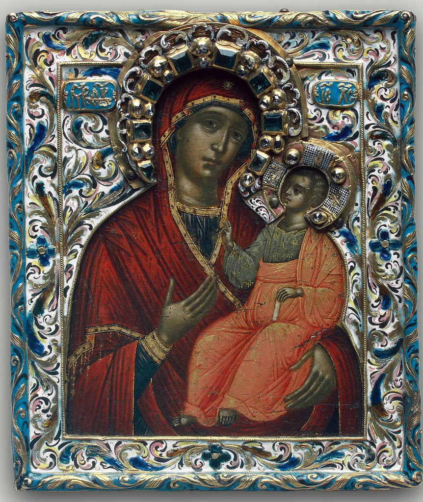 Detail of The Theotokos of Tikhvin, End of 17th century by Russian icon