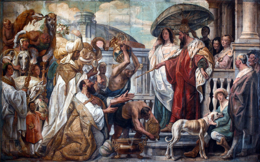 Detail of The envoys of the Caliph Harun al-Rashid offering a clock to Charlemagne, 1660 by Jacob Jordaens