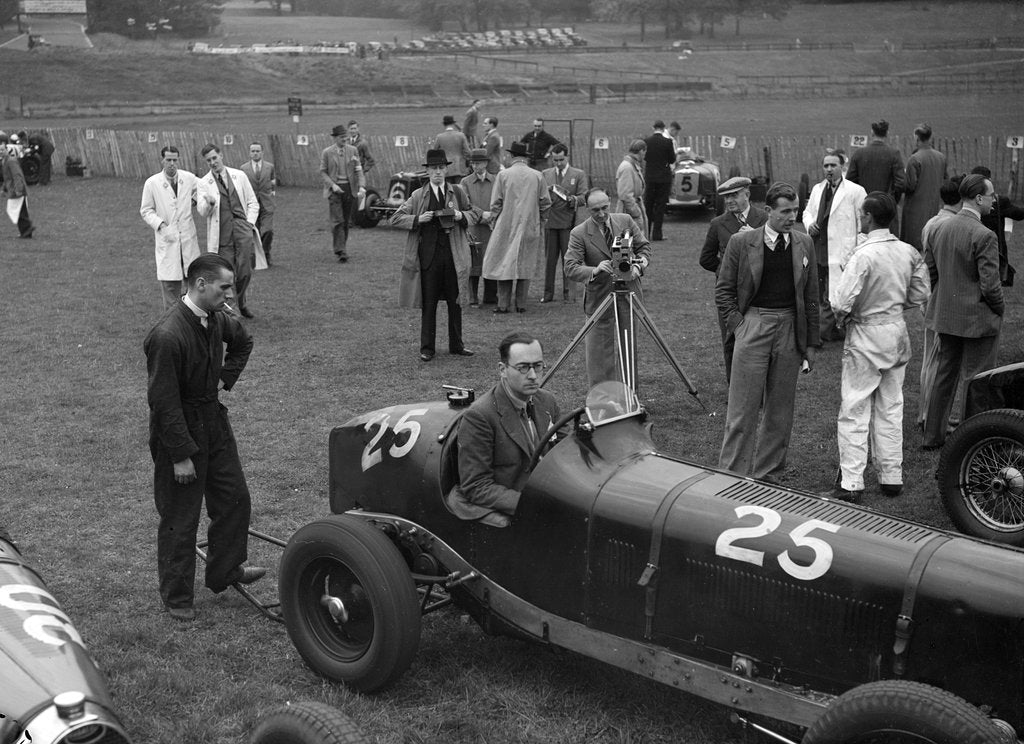 Detail of ERA at Crystal Palace motor racing circuit, 1938 or 1939 by Bill Brunell