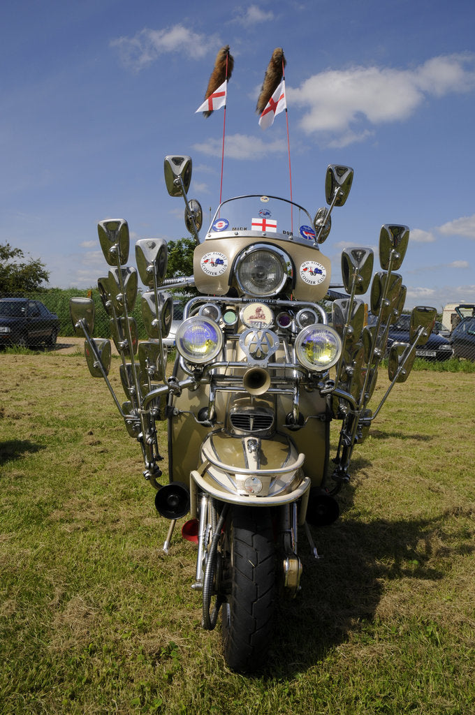 Detail of Lambretta scooter showing mod mirrors by Unknown