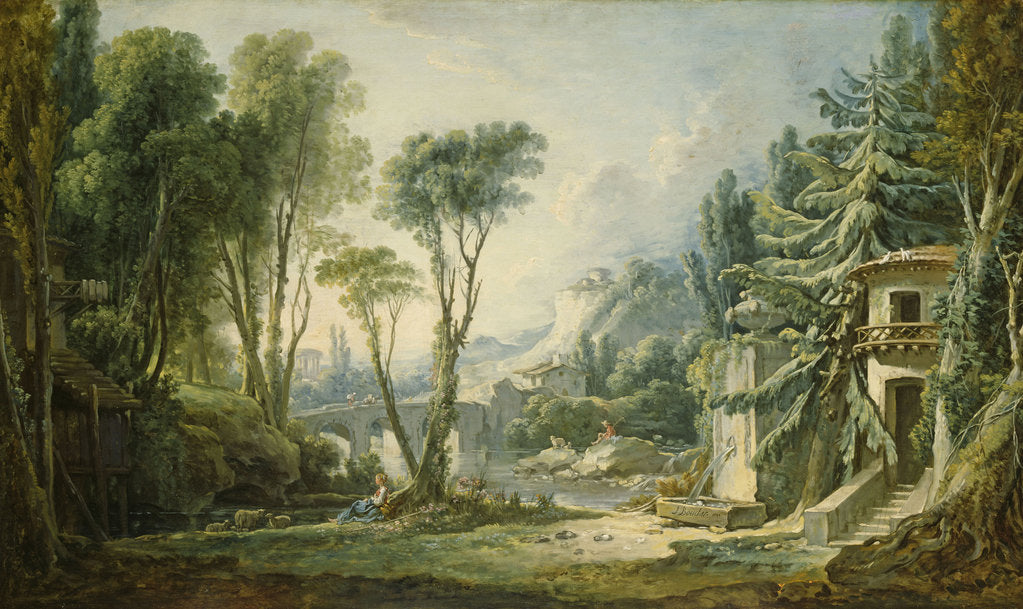 Detail of Pastoral River Landscape, 1741 by Anonymous