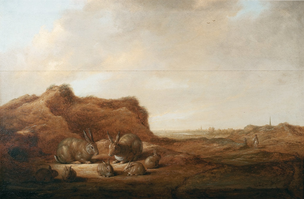 Detail of Landscape with rabbits by Anonymous