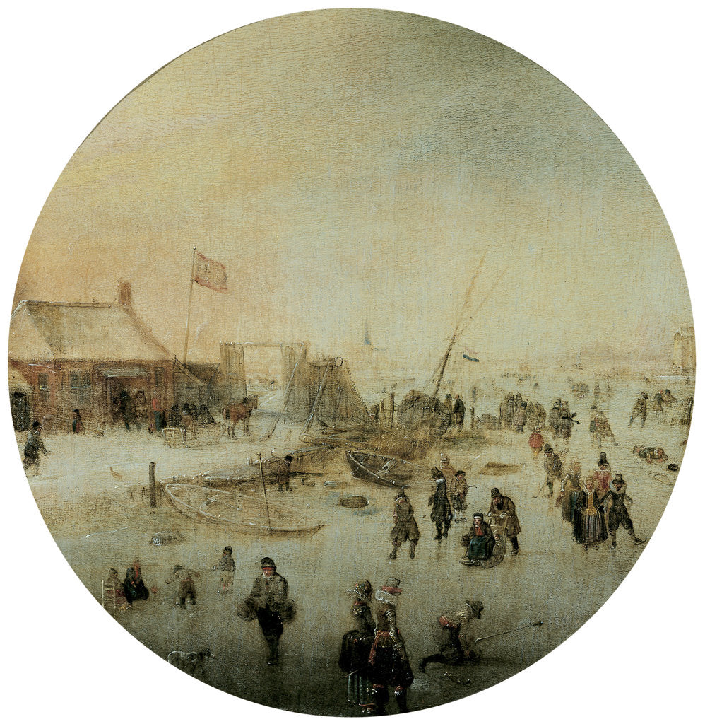 Detail of Winter landscape with skaters by Anonymous