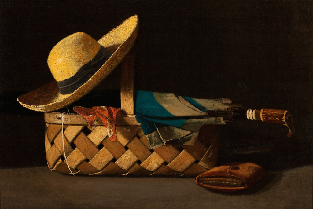 Detail of Market Basket, Hat and Umbrella by Anonymous