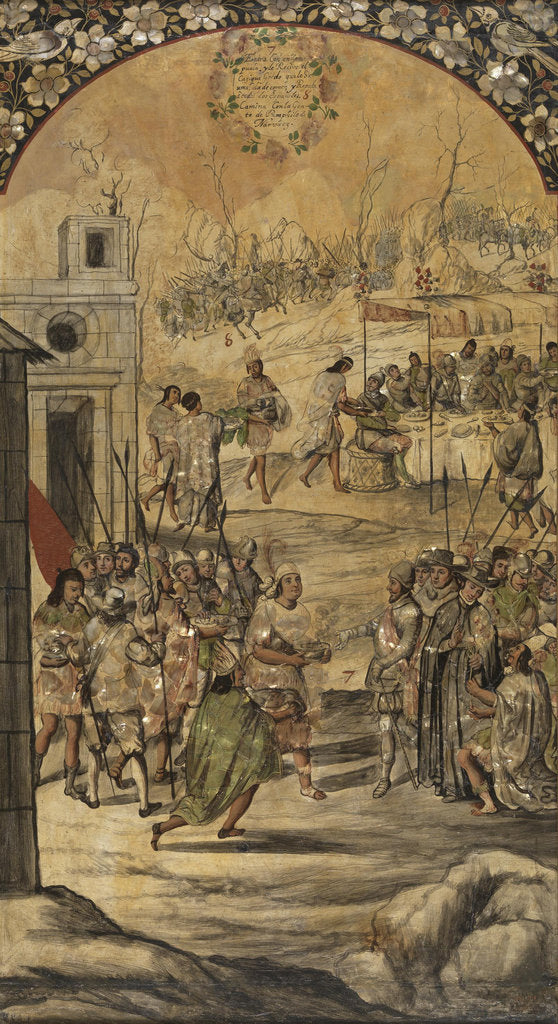 Detail of The Conquest of Mexico by Hernan Cortés by Anonymous