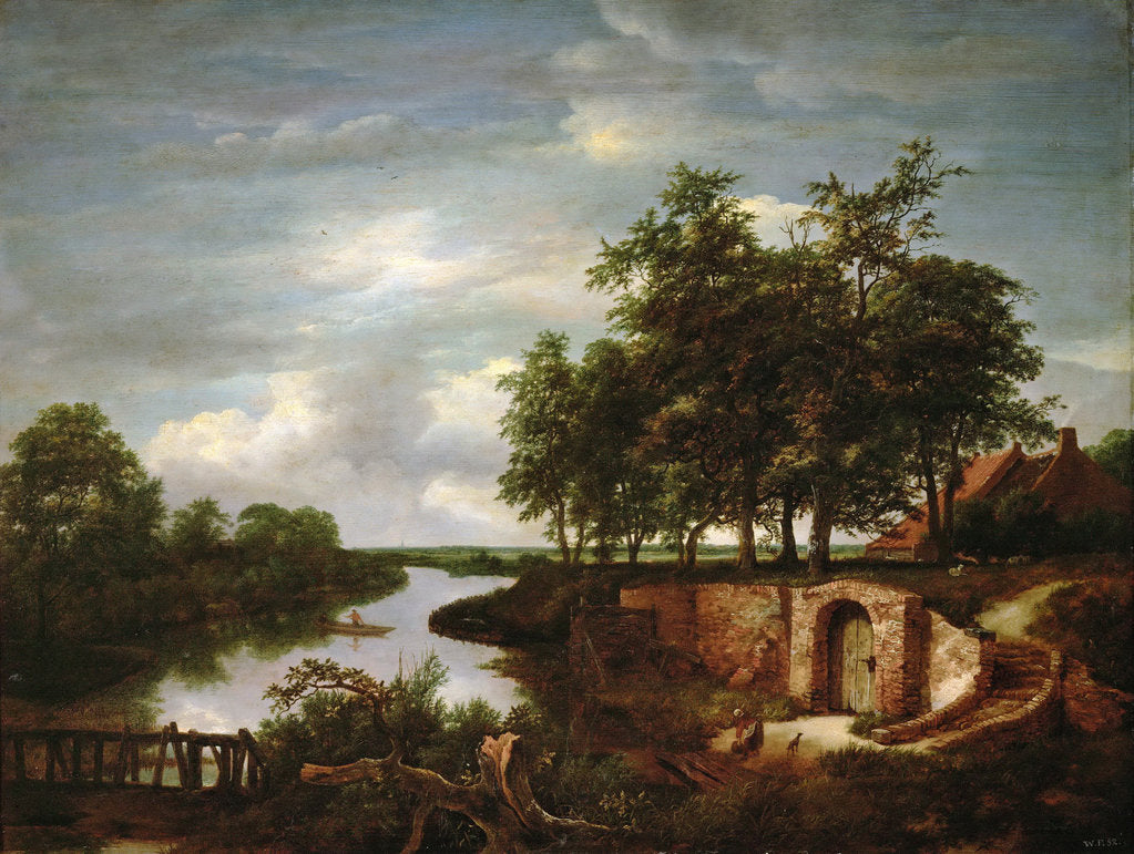 Detail of River Landscape with Cellar Entrance by Anonymous