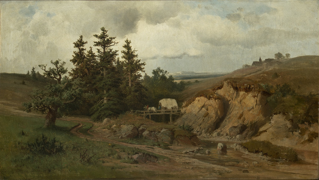 Detail of Landscape with a Wooden Bridge, 1858 by Anonymous