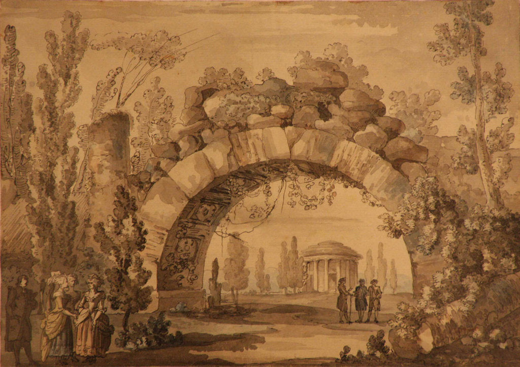 Detail of Park Landscape With An Arch, 1800s by Anonymous