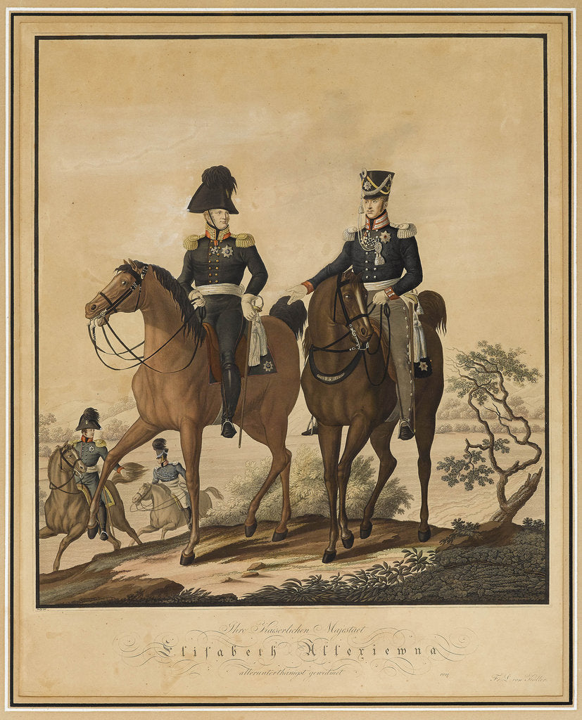 Detail of Alexander I of Russia and Frederick William III of Prussia on horseback by Anonymous