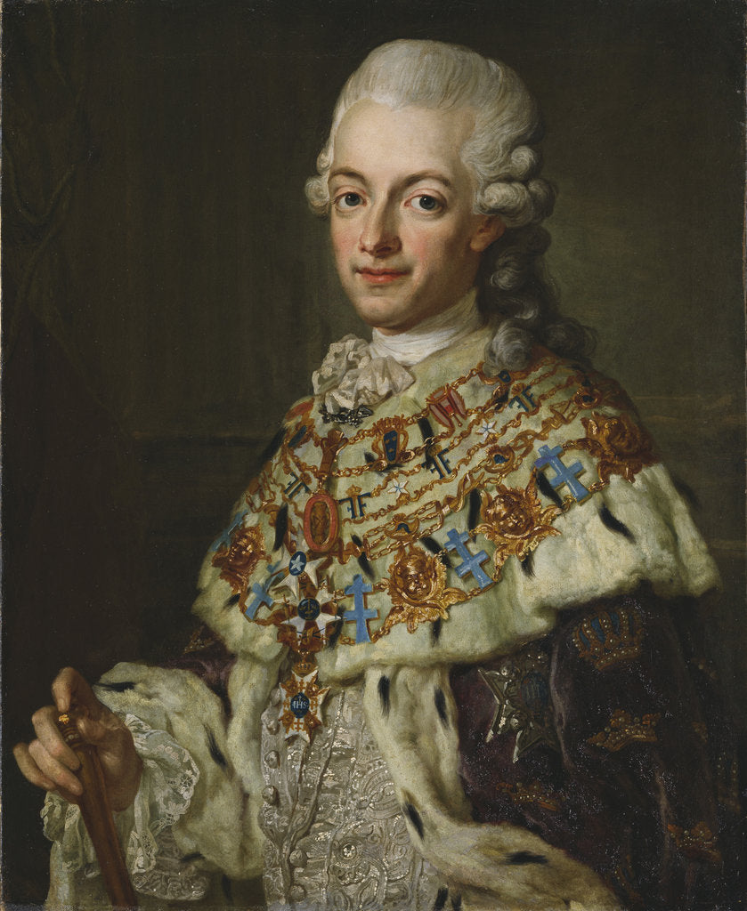 Detail of Portrait of King Gustav III of Sweden, ca 1773 by Anonymous