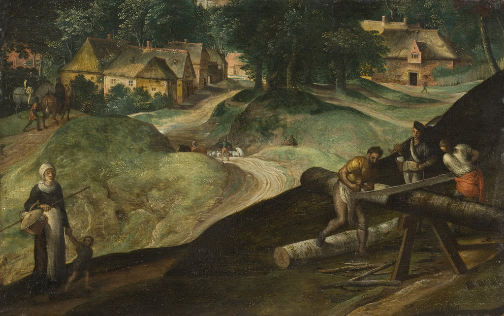 Detail of Landscape with Men Sawing Timber, 1570s by Anonymous