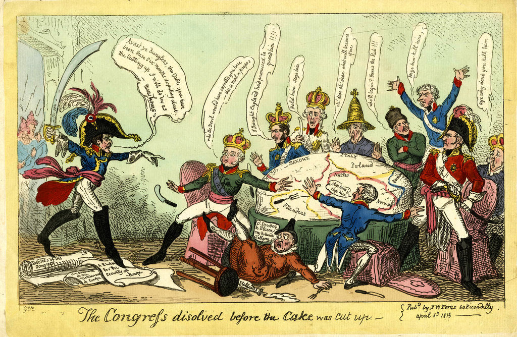 Detail of The Congress dissolved before the Cake was Cut up, Caricature on the Congress of Vienna, 1815 by Anonymous