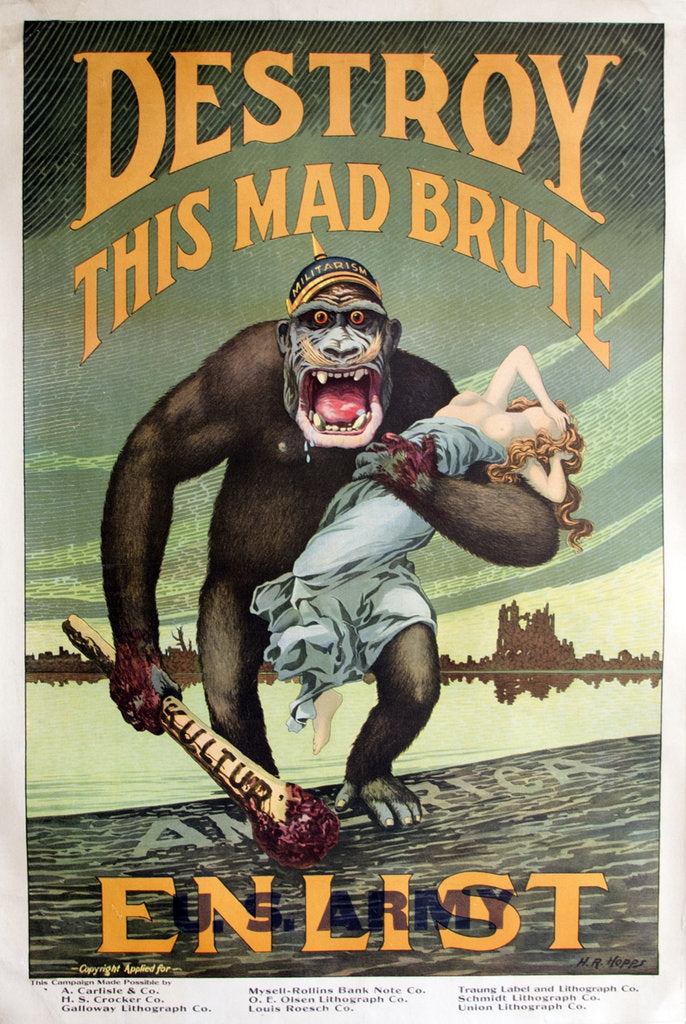 Detail of Destroy this mad brute Enlist - U.S. Army, c. 1917 by Anonymous