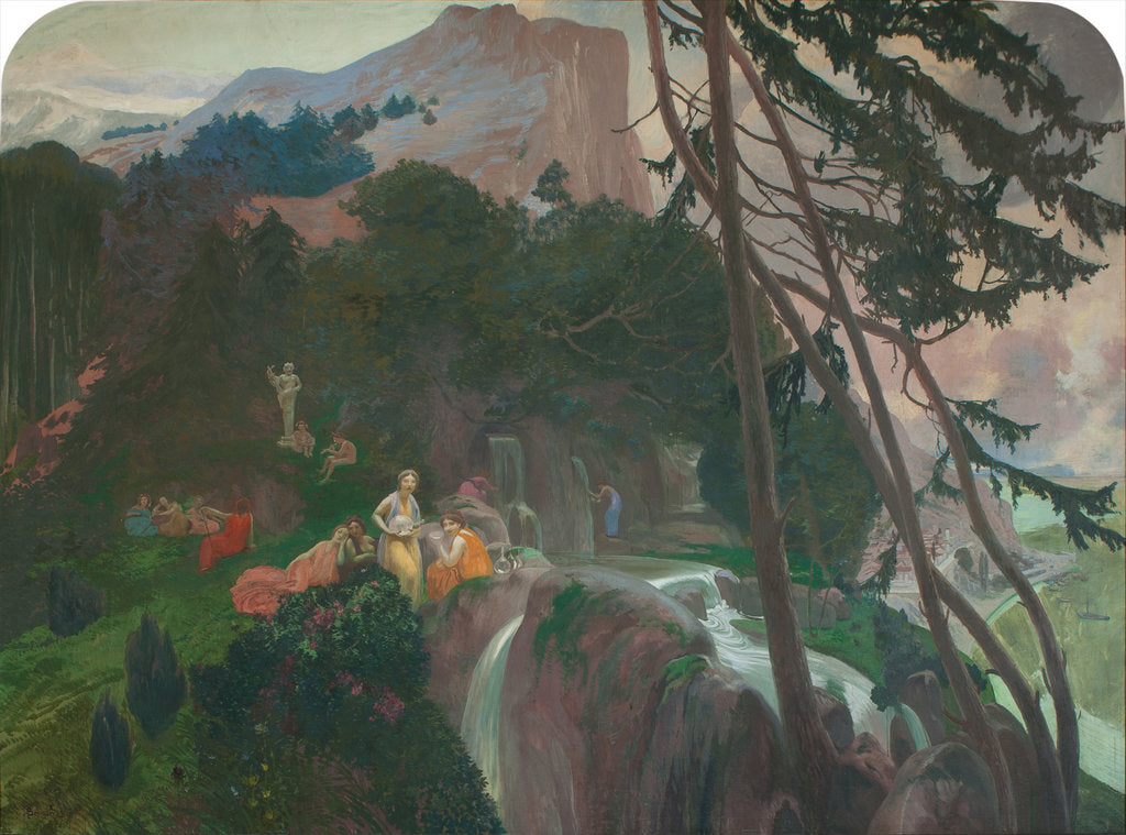 Detail of Nymphs at the source in an Arcadian landscape, ca 1904 by Anonymous