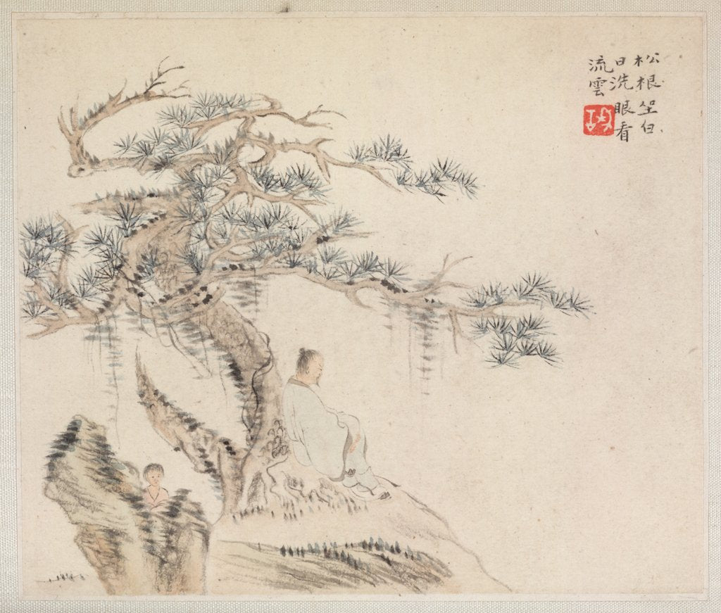 Detail of Album of Landscape Painting Illustrating Old Poems, 1700s by Hua Yan