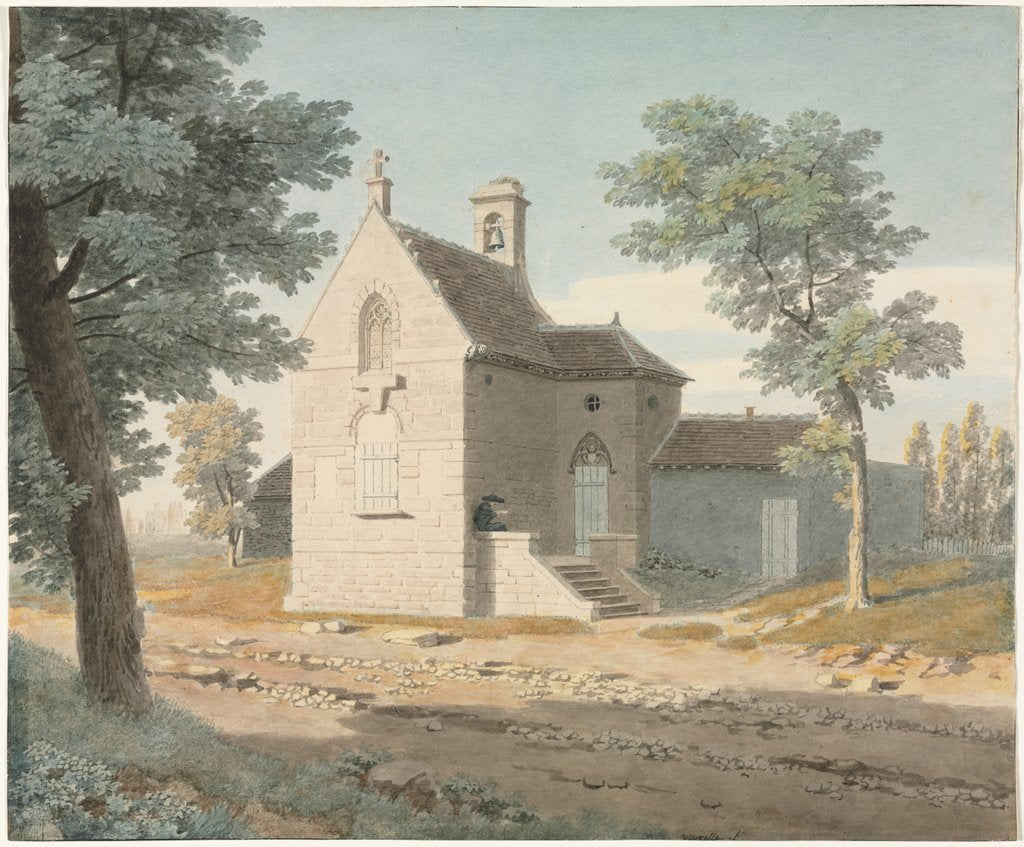 Detail of Church by a Road, late 1700s-1800s by Jean Lubin Vauzelle