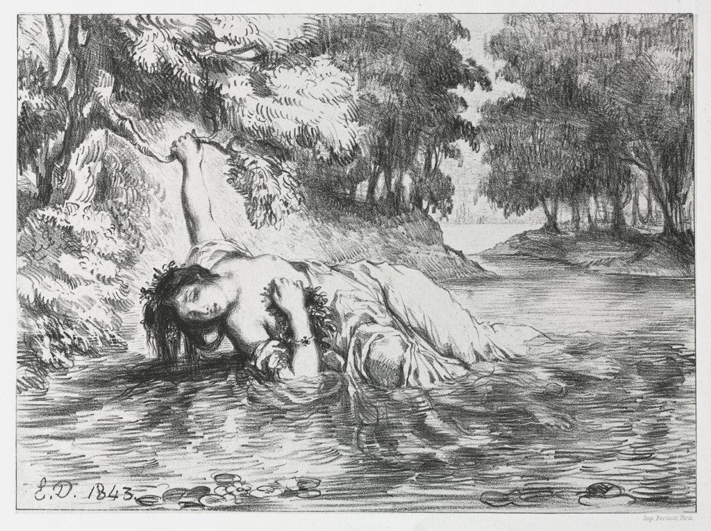 Detail of Hamlet: The Death of Ophelia, 1843 by Eugène Delacroix