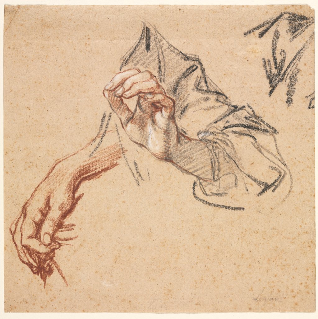 Detail of Study of Hands, 1700s by Pierre Lenfant