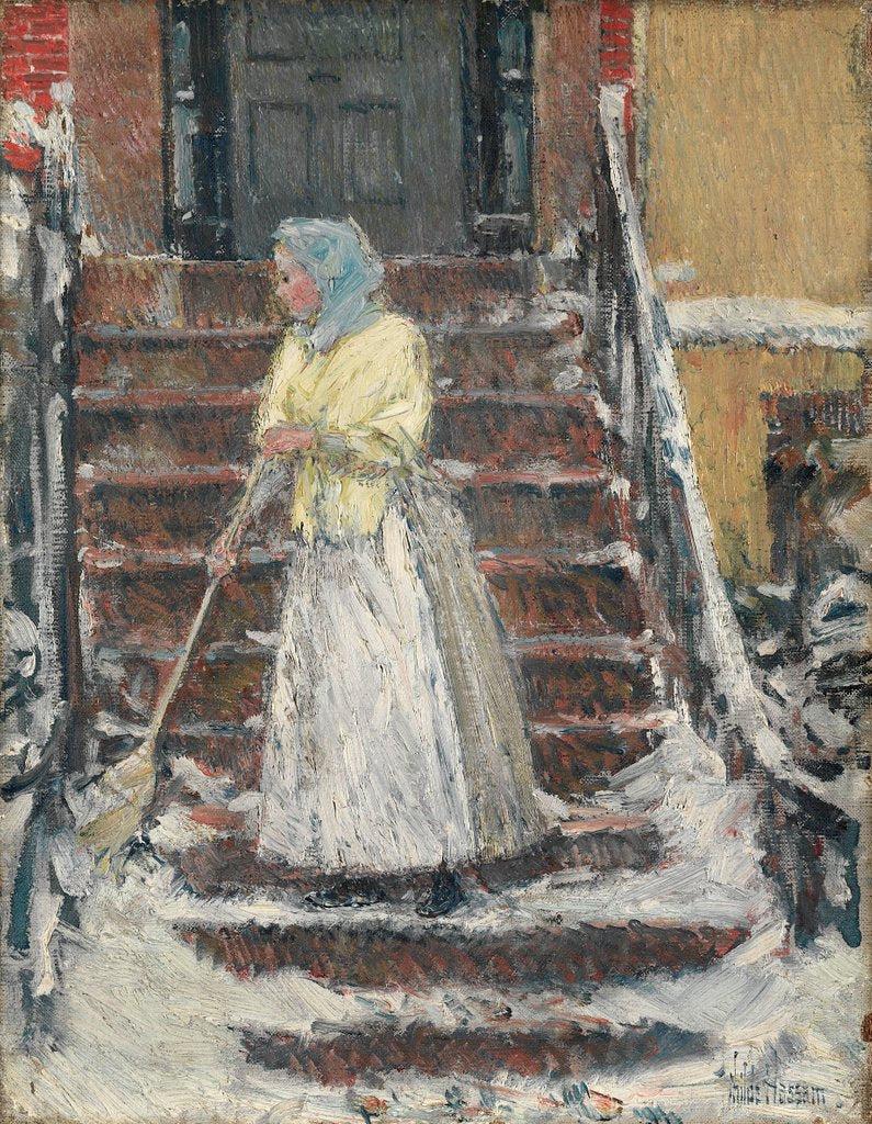 Detail of Sweeping Snow, 1890s by Childe Hassam