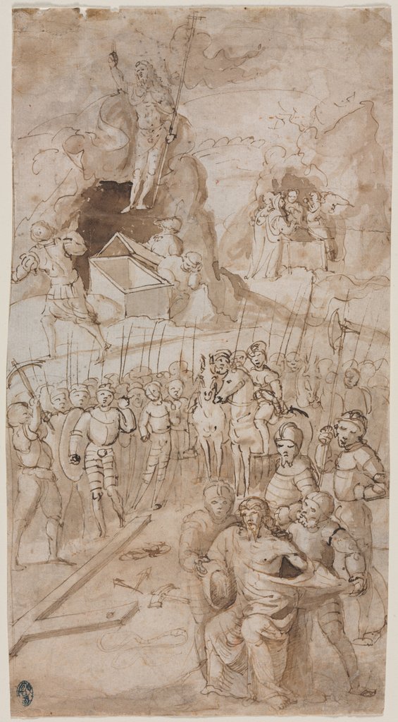 Detail of Three Scenes from the Passion of Christ Architectural Sketch, 1500s by Unknown