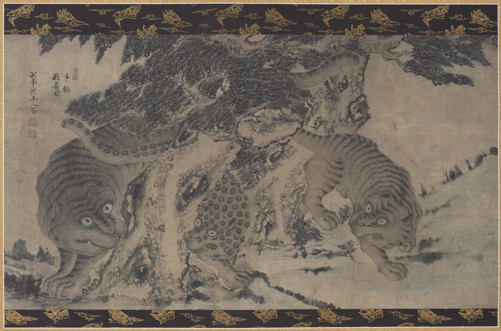 Detail of Tigers and Leopard Frolicking, 1700s by Unknown