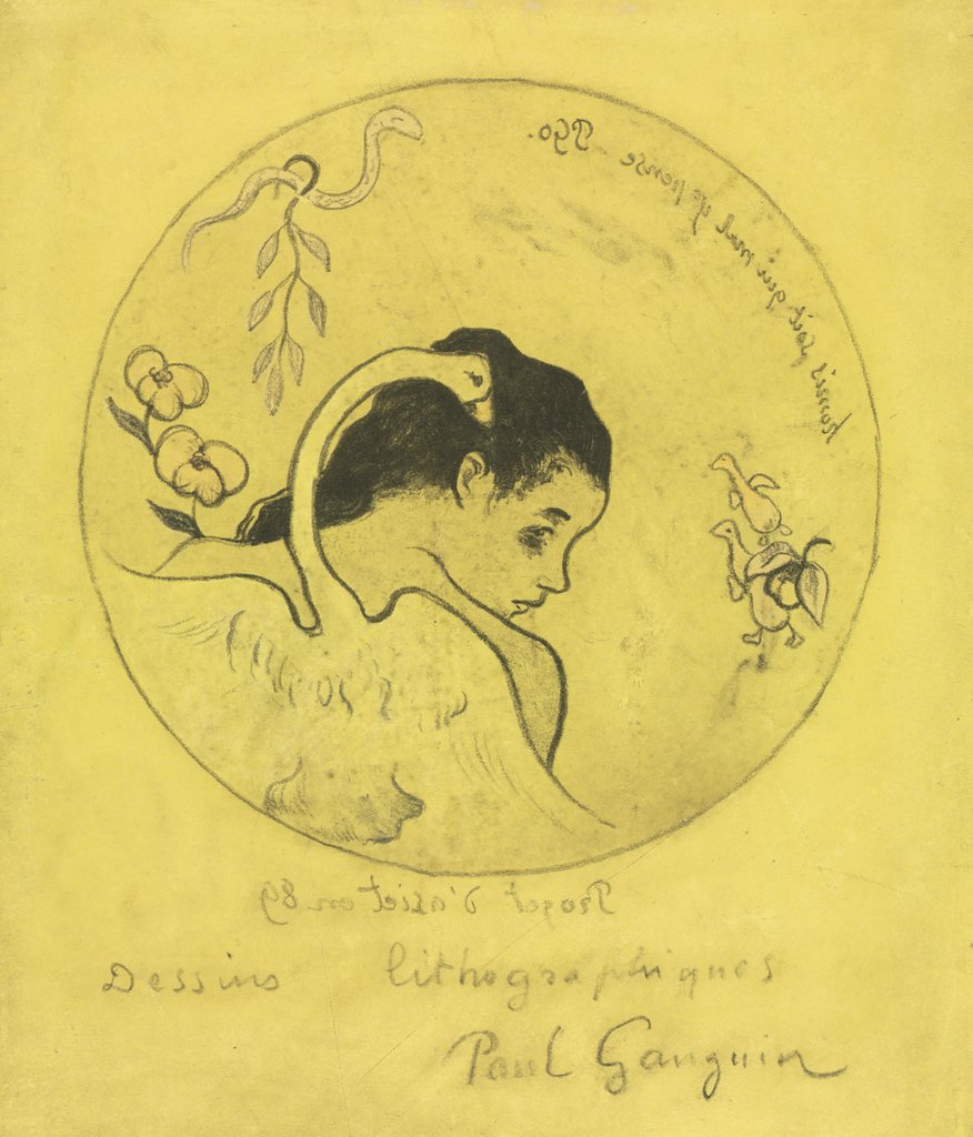 Detail of Volpini Suite: Design for a Plate: Leda and the Swan, 1889 by Paul Gauguin