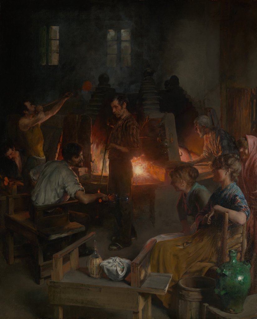 Detail of Glass Blowers of Murano, 1886 by Charles Frederic Ulrich