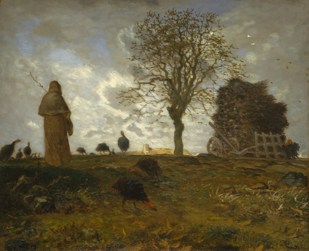 Detail of Autumn Landscape with a Flock of Turkeys, 1872-73 by Jean Francois Millet