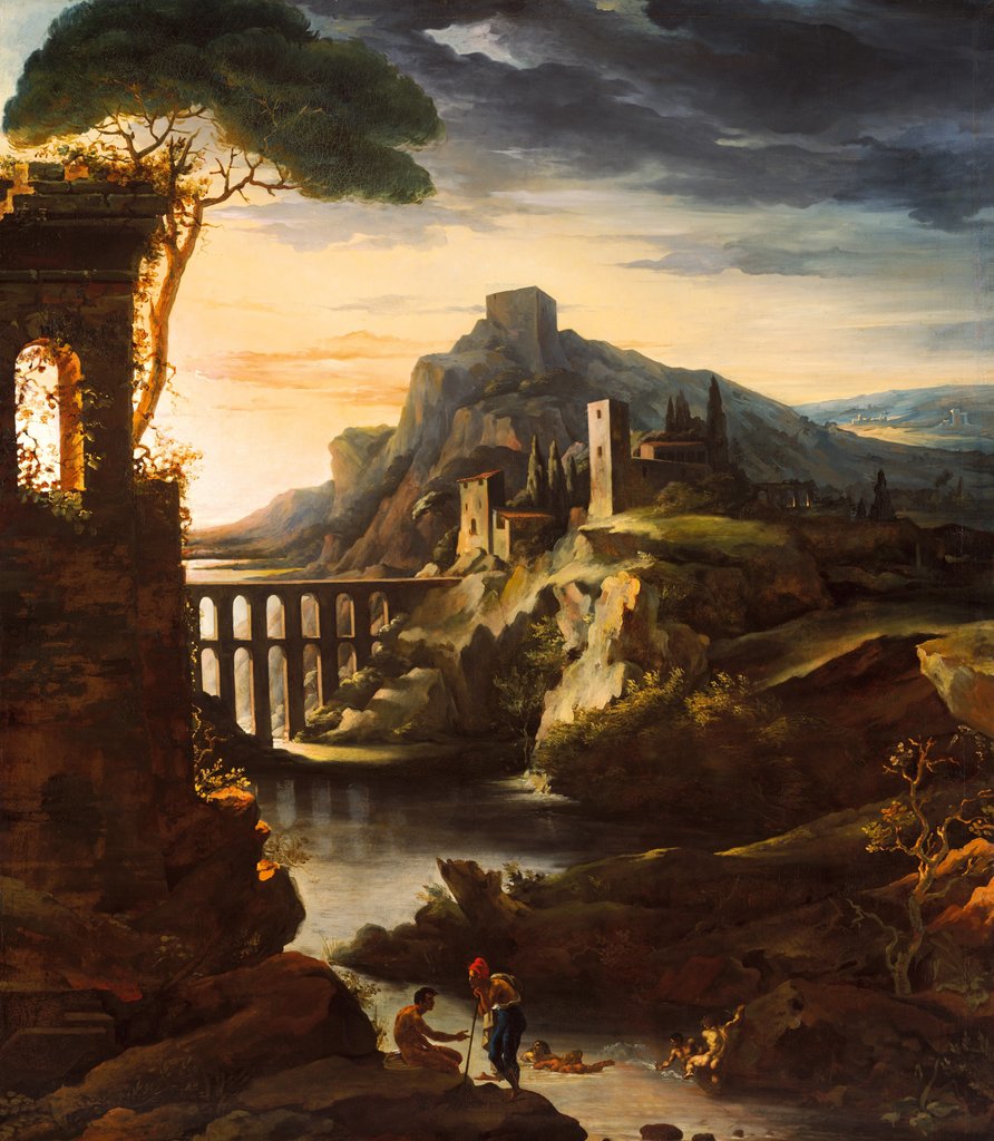 Detail of Evening: Landscape with an Aqueduct, 1818 by Theodore Gericault