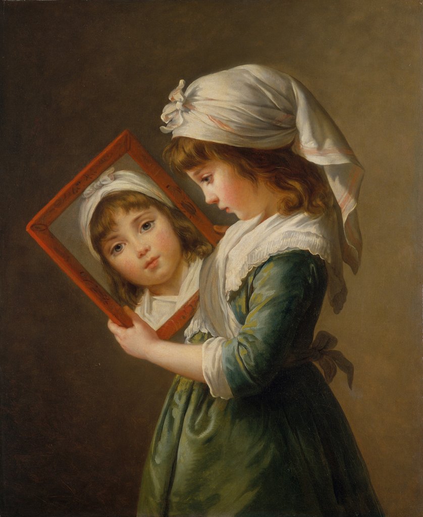 Detail of Julie Le Brun Looking in a Mirror, 1787 by Elisabeth Louise Vigee-LeBrun