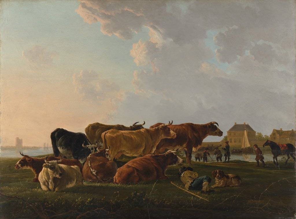 Detail of Landscape with Cattle, probably ca. 1800 by Jacob van Strij