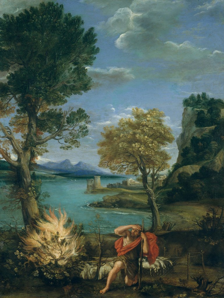 Detail of Landscape with Moses and the Burning Bush, 1610-16 by Domenichino