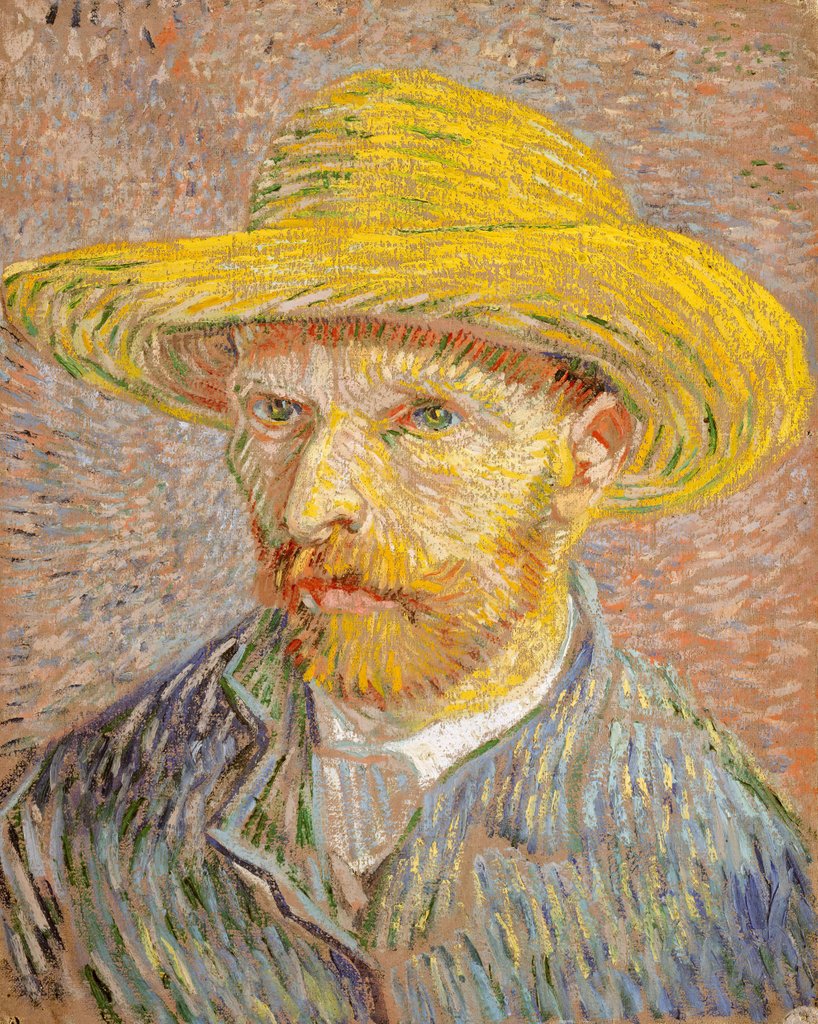 Detail of Self-Portrait with a Straw Hat, 1887 by Vincent van Gogh