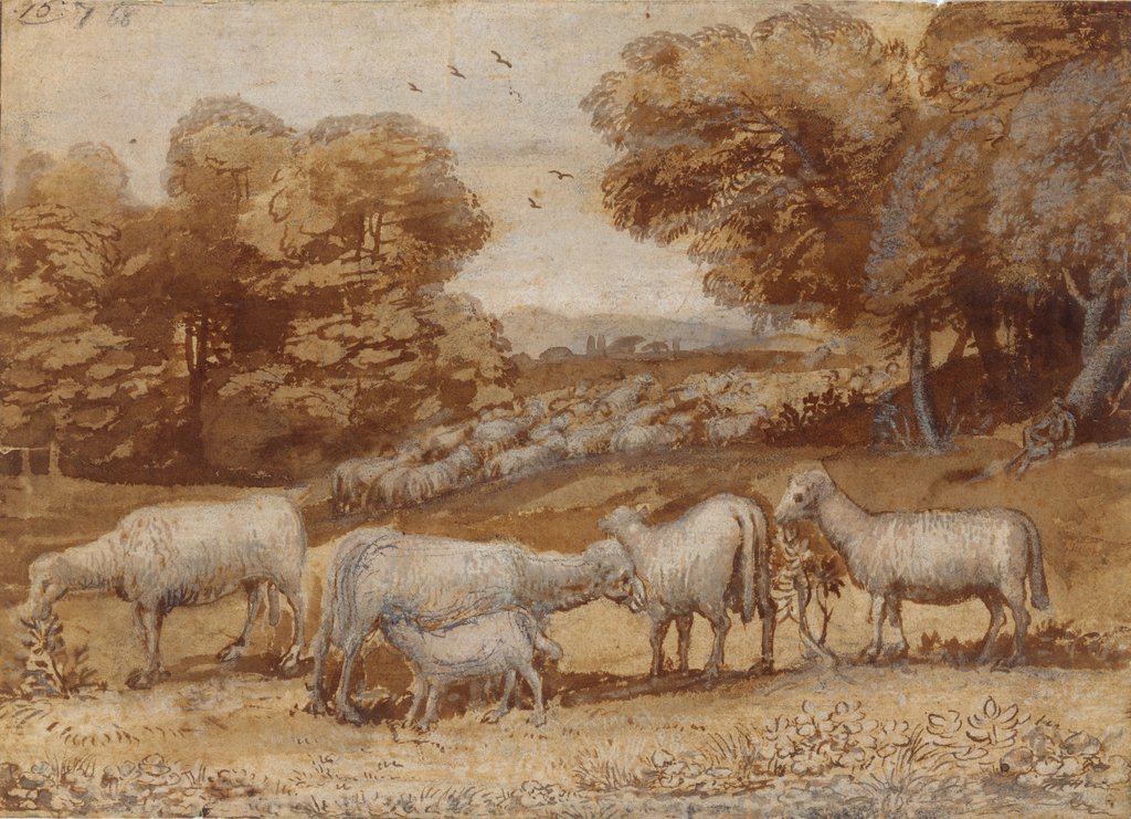 Detail of Landscape with Sheep, ca. 1648 by Claude Lorrain