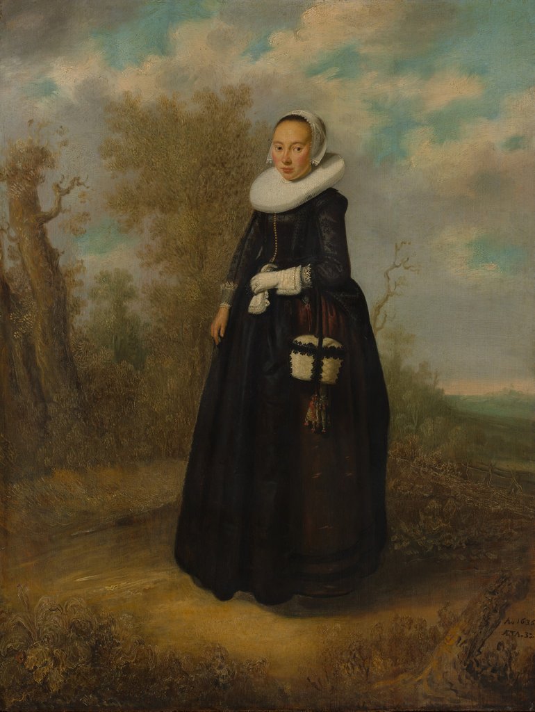 Detail of A Young Woman in a Landscape by Dutch Painter